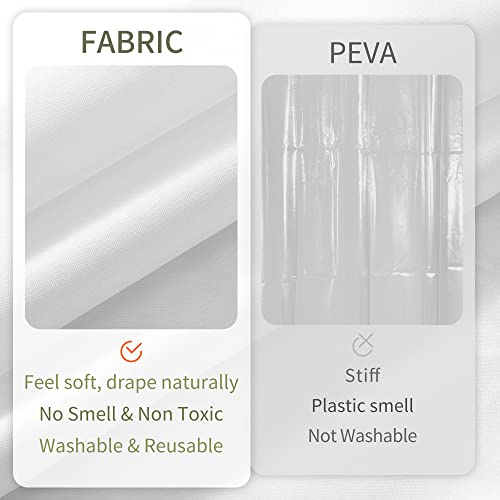 ALYVIA SPRING 72x76 Long Waterproof Fabric Shower Curtain or Liner White | 2 Magnets, Soft Cloth & Hotel Quality, Machine Washable, Light-Weight, Long Size - color: White, size: 72"W x 76"L (Pack of 1)