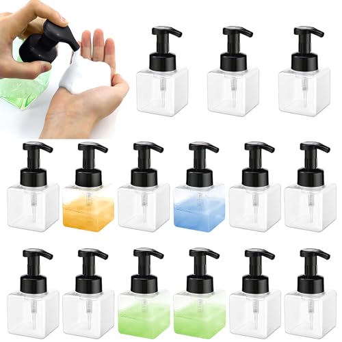 8.5 oz Foaming Soap Dispenser Plastic Foaming Pump Bottle, Refillable Dispenser with Plastic Pump, Empty Hand Bottles for Liquid Soap, Shampoo, Bathroom,Hotel,Restaurant (15, Transparent) - color: Transparent, size: 15