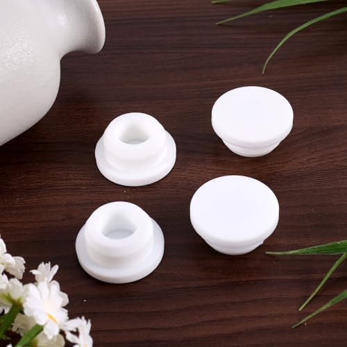 Gosknor 10pcs Silicone Sink Overflow Hole Cover, Round Spillover Cap Ring Stopper for Kitchen Bathroom Basin Easy-Fit Overflow Drain Cover Insert Plug for Home Bath Kitchen Washbasin Sinks (White)