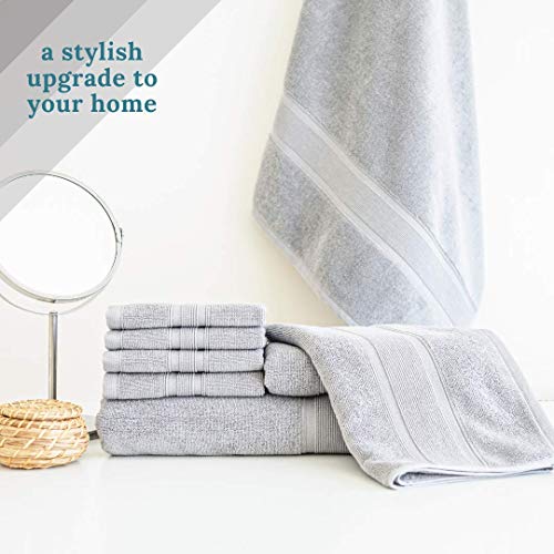 Luzia 8 Piece Bathroom Towel Set - 100% Turkish Cotton, Premium Quality - 2 Bath Towels 2 Hand Towels and 4 Washcloths (Light Grey) - color: Light Grey