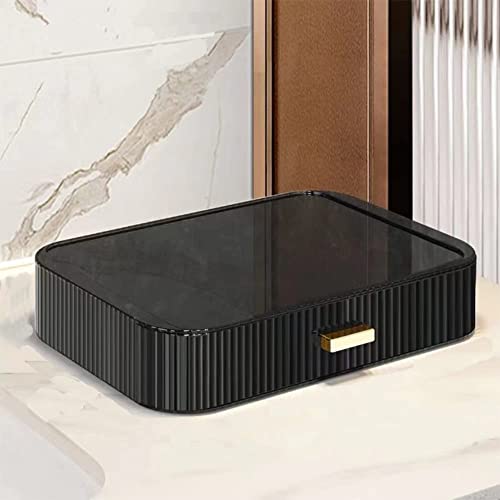 Stackable Cosmetics Organizer Drawers, Bathroom Vanity Makeup Organizer and Storage, Ideal for Desk and Dresser Countertops, Great for Palette, Skincare, Lipsticks, Nail Care-Black - color: Clear Black, size: 1 Drawer