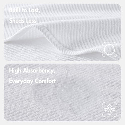 Madison Park 100% Zero Twist Cotton 4 Piece Bathroom Hand Towels, White | 18" x 28" Bath Hand Towels, 500 GSM Diagonal Ribbed, Soft, Quick Dry, Highly Absorbent, Durable, Modern, OEKO TEX - color: White, size: 4 Piece Hand Towel Set