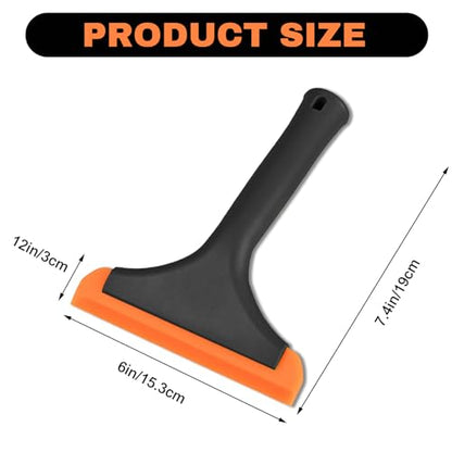 Small Silicone Window Squeegee, Auto Windshield Water Blade Scraper, Multifunctional Auto Squeegee with 5.9 Inch Blade and Non-Slip Handle for Car Window, Home Cleaning (Black, 1PCS) - color: Black