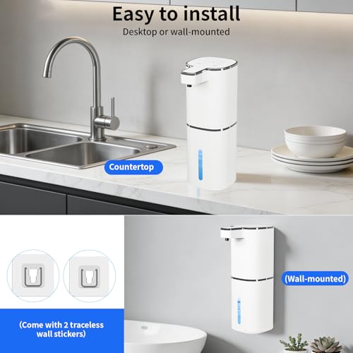Automatic Foaming Soap Dispenser, Touchless Hand Soap Dispenser, USB Rechargeable, 4 Adjustable Levels, 14.2 oz (420 ml) Large Capacity, for Bathroom, Kitchen & School (White, Foaming) - color: White, size: Foaming