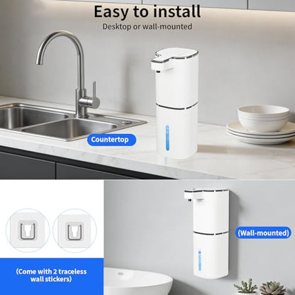 Automatic Foaming Soap Dispenser, Touchless Hand Soap Dispenser, USB Rechargeable, 4 Adjustable Levels, 14.2 oz (420 ml) Large Capacity, for Bathroom, Kitchen & School (White, Foaming) - color: White, size: Foaming
