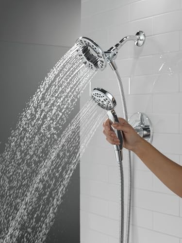Delta Albion 14 Series Chrome Shower Faucet Set with In2ition 2-in-1 Dual Shower Head with HandHeld Spray Combo, Valve Trim Kit, Chrome T142855-I (Valve Not Included) - color: Chrome