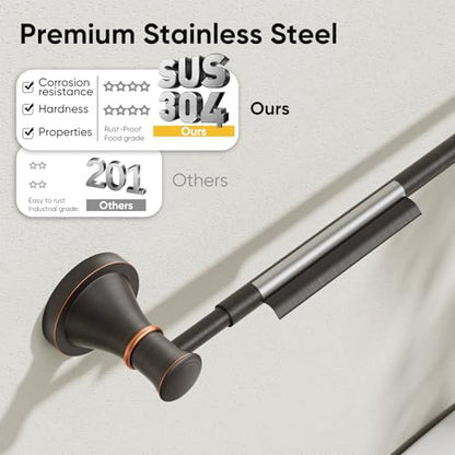 Towel Racks for Bathroom Wall Mounted Bath Towel Bar Oil Rubbed Bronze | Adjustable 16-26 In, Wall Mounted Towel Holder, Stainless Steel, Rustproof, Towel Bar Rod Hanger Hardware Accessories Hotel - color: Oil Rubber Bronze