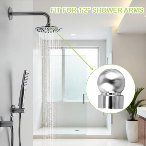 2pcs 1/2 Inch Shower Arms Ball Adapters with Gasket Washer Filters, Adjustable Pivot Ball to Adjust Showerhead Angle for Standard Swivel Heads
