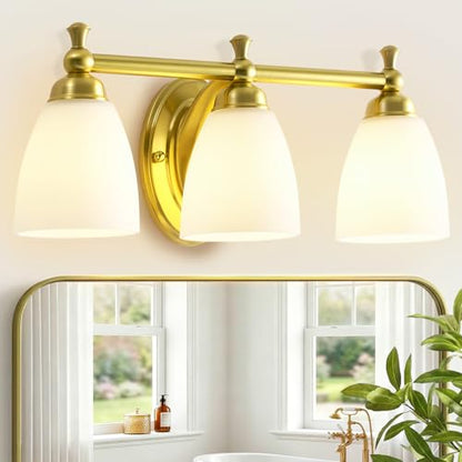 EJIAXIN 3 Light Bathroom Vanity Light,Gold Bathroom Lighting Fixtures Over Mirror Modern Bathroom Light Fixtures for Living Room Bathroom Bedroom Cabinet About Mirror - color: Gold