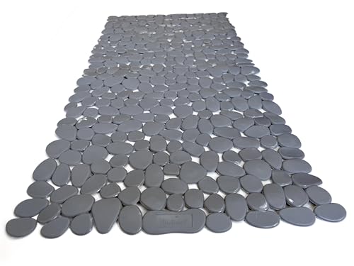 “Pebbles” Non-Slip Bathtub/Shower Mat 27.5”x14” Rectangular, Non-Toxic, Safe, Clean, Machine-Washable, Superior Grip & Drainage, Vinyl, for Smooth Floors ONLY, Opaque Gray - color: Opaque Gray (Grey), size: Rectangular (27.5"x14")