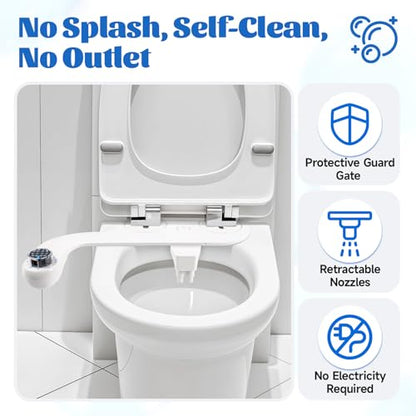 Bidet Attachment for Toilet Seat,Self-Cleaning Sprayer,Dual Nozzle Bidet with Adjustable Cold Water Pressure Control,Frontal & Rear Wash for the Elderly and Pregnant Women.Environmental Friendly Gift.