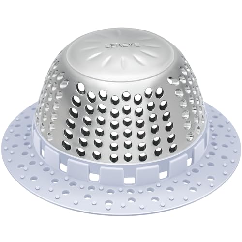LEKEYE Shower Drain Hair Catcher/Bathtub Drain Cover/Drain Protector for Pop-Up & Regular Drains(Light Blue) - color: Light Blue