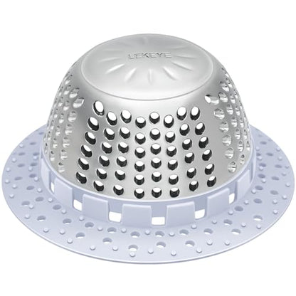 LEKEYE Shower Drain Hair Catcher/Bathtub Drain Cover/Drain Protector for Pop-Up & Regular Drains(Light Blue) - color: Light Blue