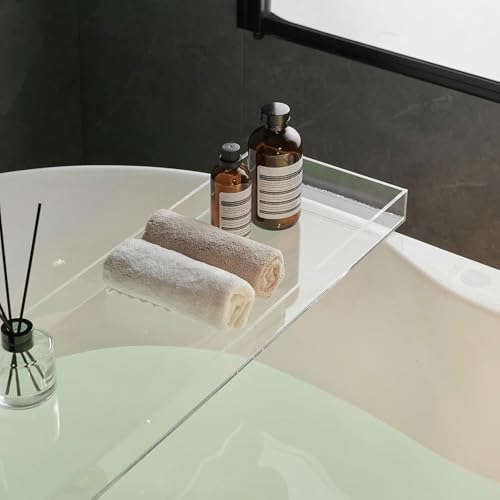 Clear Bathtub Tray AcrylicTub Rack - Bath Tub Shelf for Bathroom to Hold Book, Phone, Candle, Wine & Tablet - Waterproof Caddy Bathroom Accessories, Beelee BA0033 - color: Clear