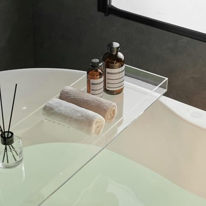 Clear Bathtub Tray AcrylicTub Rack - Bath Tub Shelf for Bathroom to Hold Book, Phone, Candle, Wine & Tablet - Waterproof Caddy Bathroom Accessories, Beelee BA0033 - color: Clear