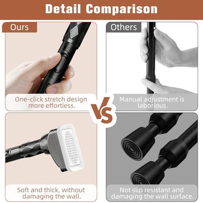 Adjustable Shower Curtain Rod Black 40-102" Anti-Rust Non-Slip Tension Curtain Rod for Bedroom Study Wardrobe - color: Black, size: 40-102"