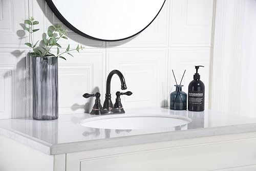 Oil Rubbed Bronze 4 Inch Centerset Bathroom Sink Faucet 3 Hole with Drain | Derengge High Arc Classic 2-Handle Bathroom Sink Faucet, Vanity Lavatory Faucet with 360° Swivel Spout,F-4501-NB - color: Oil Rubbed Bronze