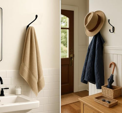 ANGSTROM 5-Pack Double Coat and Hat Hook, Wall Mounted with Screws (Matte Black) - color: Matte Black