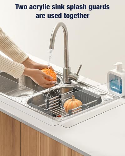 Acrylic Sink Splash Guard, Highly Transparent Fixed Splash Guard for Kitchen Island & Bathroom（15.8"L x 1.6"W x 4.7"H） - size: 15.8″