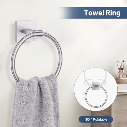 TURS 5-Pieces Brushed Nickel Bathroom Hardware Set 23.6 Inch SUS304 Stainless Steel Towel Bar Set Wall Mounted Bathroom Accessories Set - color: Brushed Nickel, size: 5-Pieces Set-B