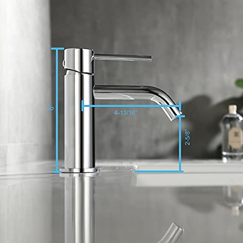 Chrome Bathroom Faucet Single Hole, Single Handle Water Faucet for Bathroom with Pop Up Drain Assembly and Water Faucet Supply Lines - color: Chrome, size: Faucet