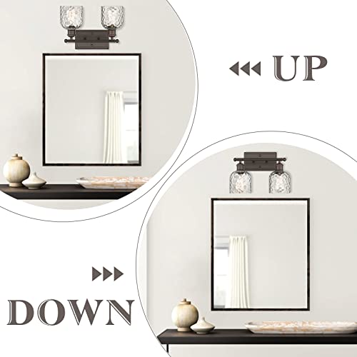 zeyu 2-Light Bathroom Vanity Light, Farmhouse Wall Sconce Lighting with Clear Hammered Glass, Oil Rubbed Bronze Finish, ZJF63B-2W ORB - color: Oil Rubbed Bronze|Hammered Glass, size: 2-Light