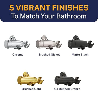 HammerHead Showers Solid Metal 3-Way Shower Diverter Valve with Shower Head Holder, Universal Splitter for Handheld Spray Wand and Rain Showerhead, Matte Black - color: Matte Black