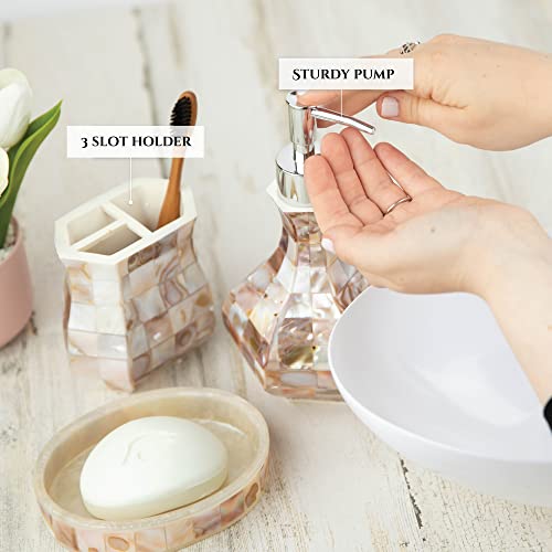 Milano Bathroom Toothbrush Holder - Decorative Bathroom Toothbrush Organizer Finished in Beautiful Mother of Pearl, 3 Slot Toothbrush Holder for Bathroom Fits Multiple Brushes - style: Toothbrush Holder