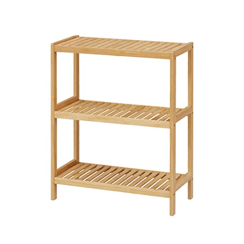 Bamboo Bathroom Shelf, Multifunctional Storage Shelf, 3-Tier - size: 3-Tier