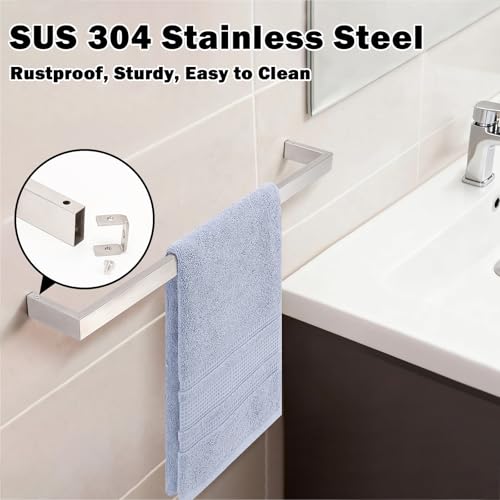 Livabber Square Bath Towel Bar, 304 Stainless Steel Towel Rack, Heavy Duty Towel Holder Wall Mounted for Bathroom Accessories, Kitchen, Brushed Nickel (16 Inch) - size: 16 Inch