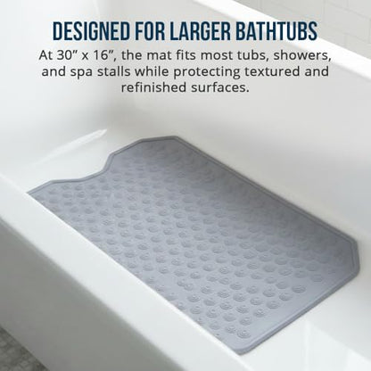 The Original Refinished Bathtub Mat - No Suction Cup Bath Mat, Designed for Textured and Refinished Bathtubs Made of Rubber Not Cheap Plastic, Great for Children and Elderly (White)
