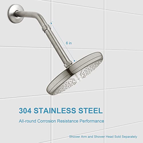 OFFO Shower Head Extension Arm, Brushed Nickel Shower Arm Extension Shower Head Extender Made of 304 Stainless Steel Shower Pipe Extension, 6 in - color: Brushed Nickel, style: 6 in