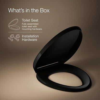 Kohler K-26801-7 Impro ReadyLatch Quiet Close Elongated Toilet Seat, Black - color: Black/Black, size: Elongated