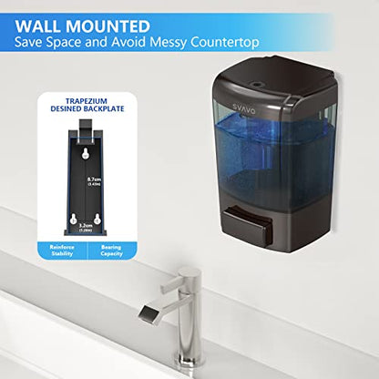SVAVO Wall Mounted Soap Dispenser Kitchen Bathroom Manual Soap Dispenser Refillable Hand soap Dispenser for Liquid Contianers Shampoo Gel Chamber for Household Commerical 23.7oz (700ml) ABS - color: Dark Gun