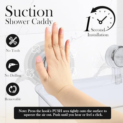 2 Pack Bath Toy Storage Organizer,Kids Bathtub Toy Holder with Drain Holes,clear Powerful Suction Shower Caddy for Bathtub,No Drilling Shower Caddy Suction Cup for Bathroom,Kitchen