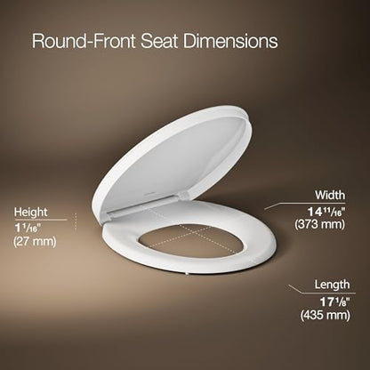 KOHLER K-26802-0 Impro ReadyLatch Quiet Close Round Toilet Seat, White Toilet Seat, Grip-Tight Bumpers, New Home Essentials, Slam Prevention - color: White, size: Round