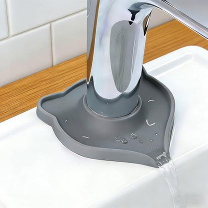 Compact Silicone Kitchen Sink Faucet Splash Proof Mat, Tap Water Diversion Splash Guard Drain Pad(Grey,2PCS) - color: Greyx2