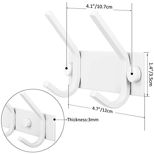WEBI Coat Rack Wall Mount,Coat Hooks Wall Mounted,Wall Coat Hanger,Hook Rack,2 Hooks for Hanging Coats,Jackets,Clothes,White - size: 2 Hooks