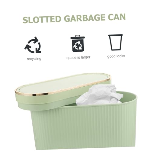 Sleek Narrow Bathroom Trash Can with Lid Versatile Plastic Waste Bin for Bedroom Kitchen Office Elegant Design for Seamless Waste Disposal Compact Spaces