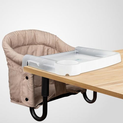 Hook On Chair with Removable Dining Tray,Portable Hook-On Chairs with Storage Bag, for Home and Travel(Khaki) - color: khaki with tray