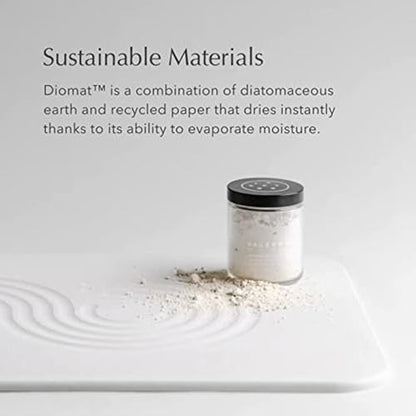 Diatomite Bathroom Stone Mat, Quick-Drying Bathroom Mat with Wave Pattern, Modern Design (White)