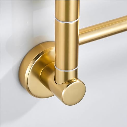 ZHOUXIAO Gold Swing Out Towel Bar Holder/Swivel Multiple Towel Rack for Bathroom or Kitchen, Metal Towel Bar Folding Arm Swivel Hanger Bathroom Storage Organizer Wall Mounted gold-2Bar