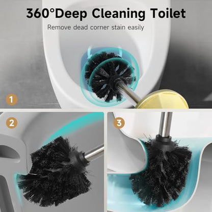 Gold Toilet Brush and Holder，Extra Long Handled Toilet Brush for Bathroom，Stainless Steel Heavy Duty Toilet Bowl Brush,Deep Cleaning Modern Toilet Cleaner Brush -Space Saving, Covered Brush, Durable - color: Gold