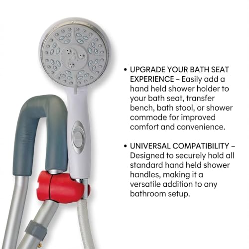 NOVA Handheld Shower Holder Attachment for Bath Seats & Transfer Benches – Universal Mount for Bath Stool, Shower Commode & Chairs, Adjustable, Secure, Easy Install Bathroom Accessory