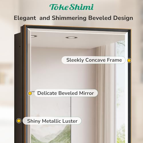 TokeShimi 24 x 30 Recessed Medicine Cabinet, Oil Rubbed Bronze Bathroom Medicine Cabinet with Mirror, Stepless Adjustable Shelves, Beveled Aluminum Frame, DTC Hinge - color: Oil Rubbed Bronze, size: 24x30 IN