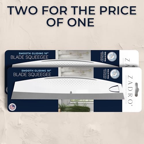 Zadro Silicone Squeegee with Hanging Hook Water Blade for Cleaning Kitchen Countertops Sink Bathroom Shower Mirrors Glass Car Windows Wiper Scraper Flexible Waterblade Cleaner Tool (2, White/Gray)