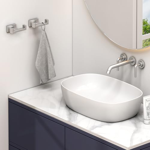 Angle Simple Bathroom Double Hook Brushed Nickel, Hand Towel Holder, 2 Pack | Modern Coat Robe Hook for Wall, SUS304 Stainless Steel Bath Towel Hanger, Screw Wall Mount - color: Brushed Nickel, size: 2 Pack