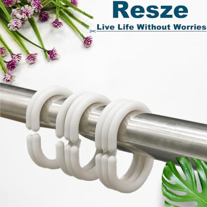 Resze 24 PCS Shower Curtain Rings,Plastic White Shower Curtain Hooks,C-Shaped Rings Hook Hanger Bathroom Shower Window Rod - color: White, size: 24PC