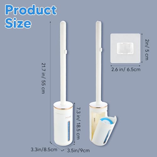 Disposable Toilet Brush, Toilet Bowl Cleaning System with Holder & 24 Count Wand Refill, No-Mess Clean Brush Starter Kit with 1 Toilet Wand, 1 Storage Caddy, 1 Fragrant Tablet (1 + 24)