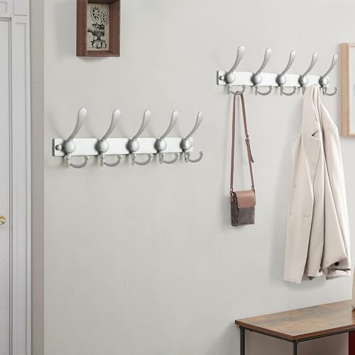Coat Rack Wall Mount, Heavy Duty 12-Gauge Base vs Flimsy 1mm, Double-Thick Solid Anti-Snap Hooks, 16” Stud-Mount, Stainless Steel Hanger for Clothes Hat Entryway Closet Mudroom, Silver - color: Silver, size: L=17" (1pcs)